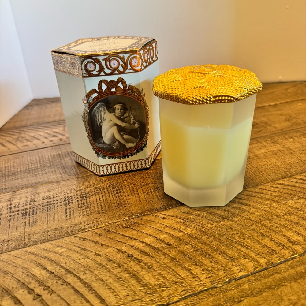 Slatkin & Co. Elton II Ginger Mango Scented Candle Gold‎ Lid 9 0z Octagon
